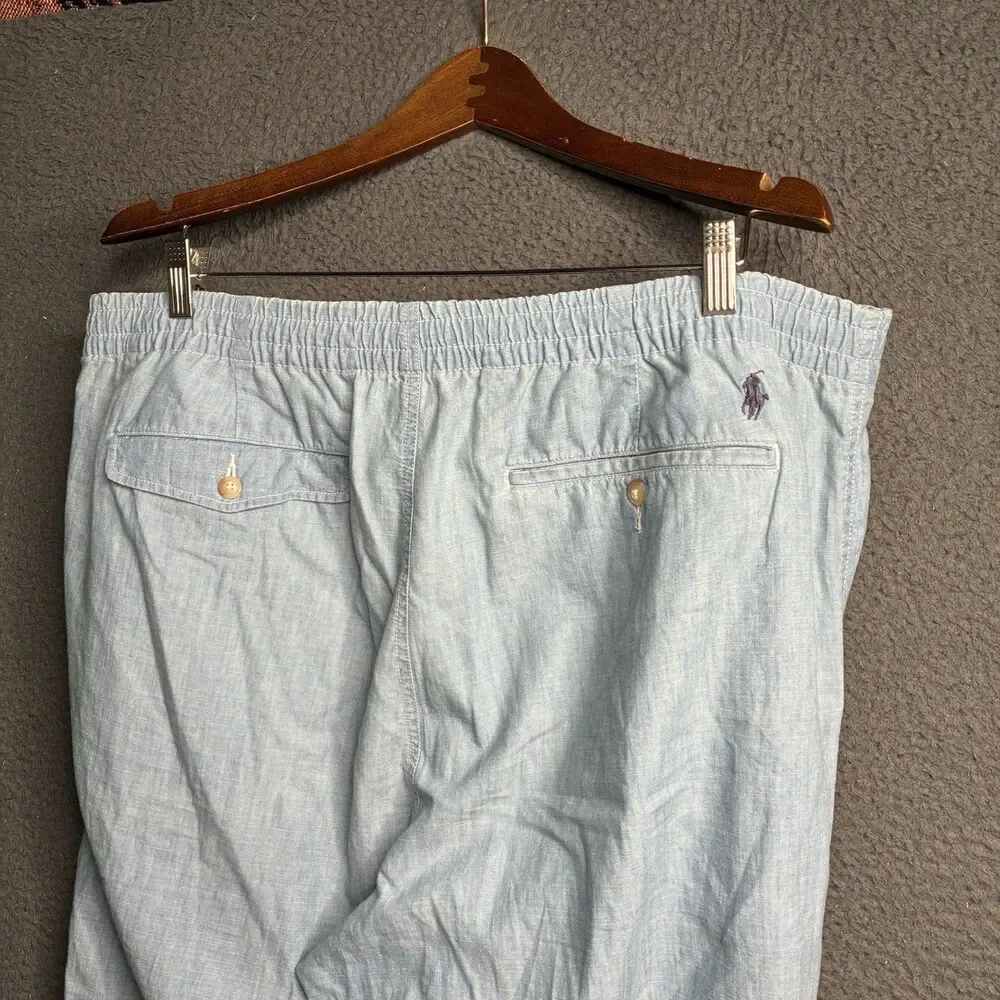Polo Ralph Lauren Classic Fit Pant Men 2XL Blue Elastic Waist Drawstring Pony